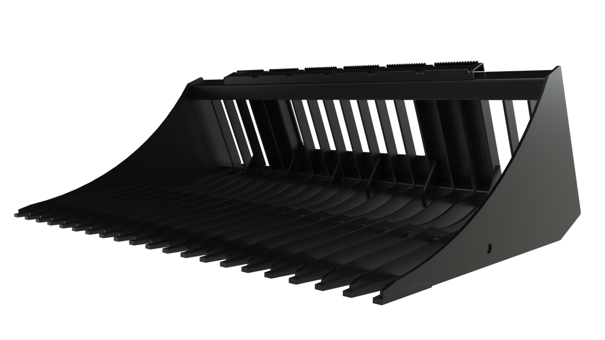 Top Dog Attachments 68" Rock Bucket for Skid Steers, 3 Inch Tine Spacing