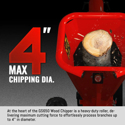 MechMaxx 4" 7HP 212cc DUCAR Gas Powered Wood Chipper with Tow Bar, Model GS650