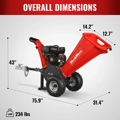 MechMaxx 4" 7HP 212cc DUCAR Gas Powered Wood Chipper with Tow Bar, Model GS650