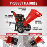 MechMaxx 4" 7HP 212cc DUCAR Gas Powered Wood Chipper with Tow Bar, Model GS650