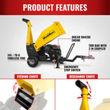 MechMaxx 5" 15HP 420cc DUCAR E-Start Drum Wood Chipper with Tow Bar, Model PGS1500
