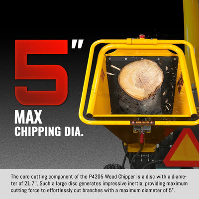 MechMaxx 5" 14HP 429cc KOHLER Disc Wood Chipper with Taillight, Model P4205