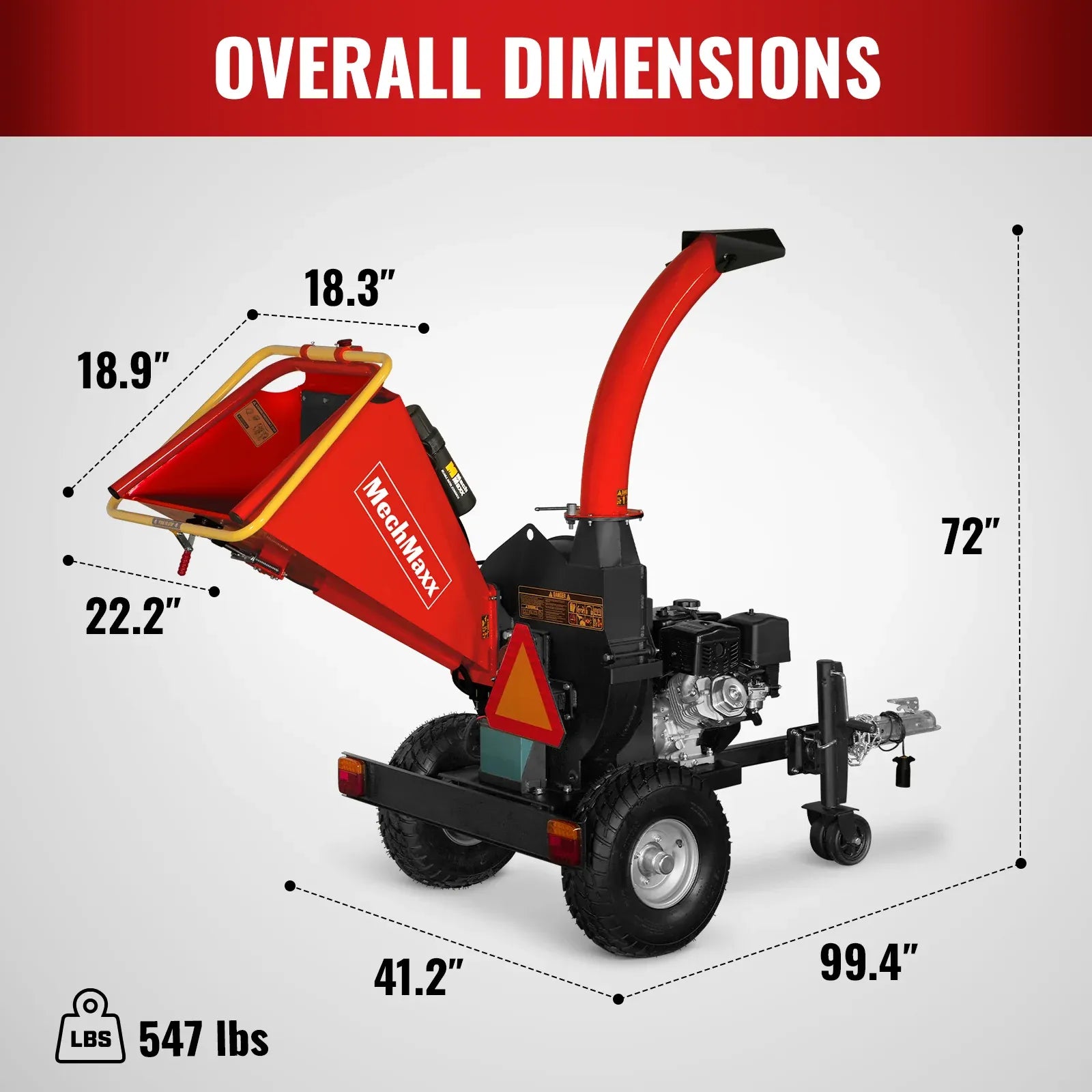 MechMaxx 5" 15HP 420cc DUCAR E-Start Disc Wood Chipper with Taillight, Model P4205