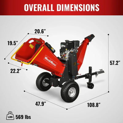 MechMaxx 6" 14HP 408cc VANGUARD E-Start Drum Wood Chipper, Model P4206