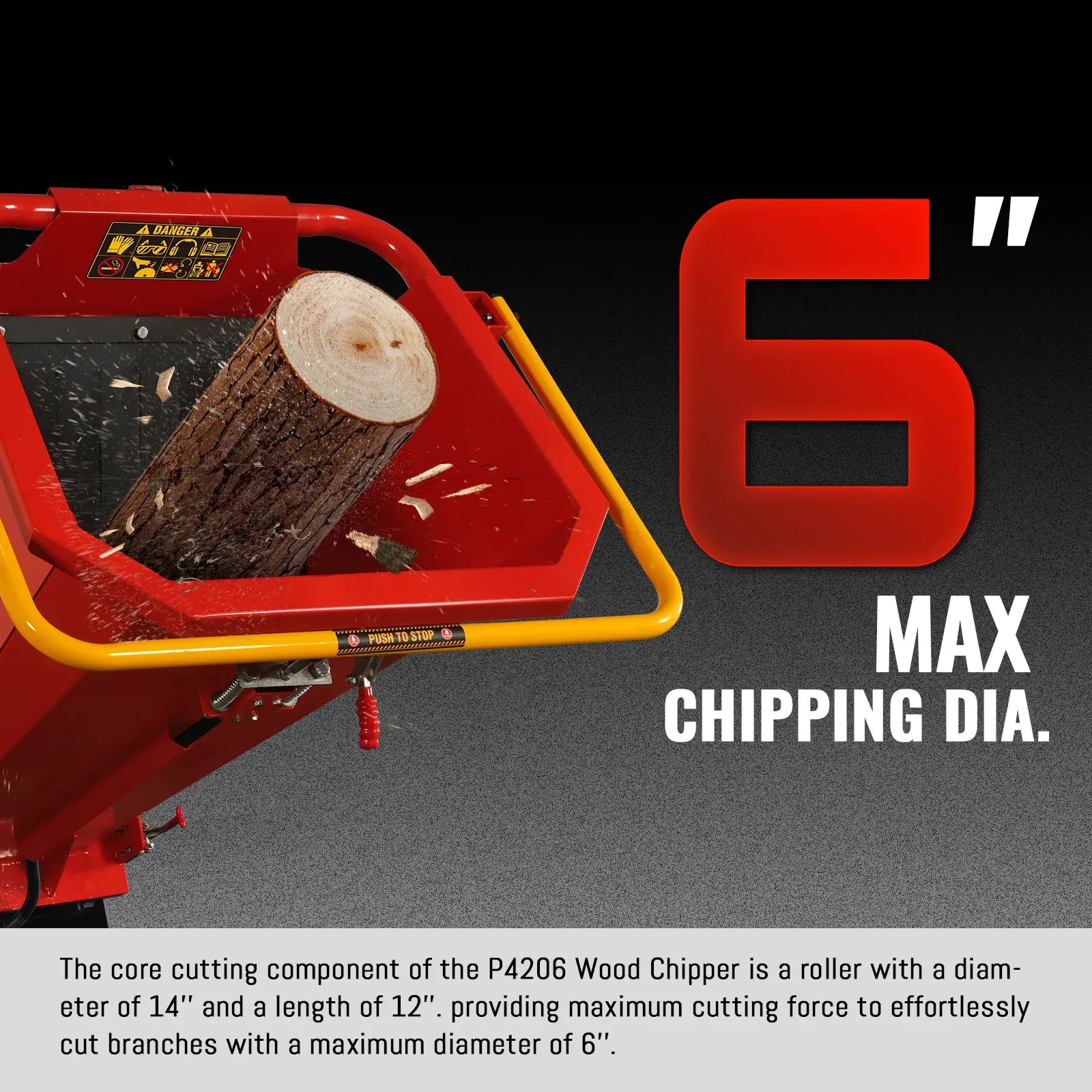 MechMaxx 6" 14HP 408cc VANGUARD E-Start Drum Wood Chipper, Model P4206