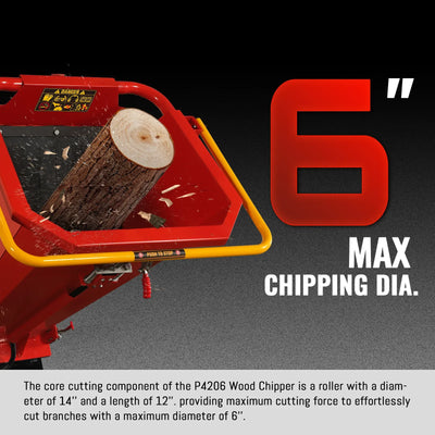 MechMaxx 6" 14HP 408cc VANGUARD E-Start Drum Wood Chipper, Model P4206