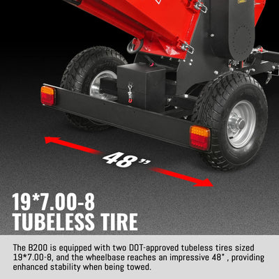 MechMaxx 8" HONDA 688cc 22HP 4-Wheel Drum Wood Chipper with Taillight, Model B200