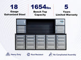 Chery Industrial Workbench Cabinet with 30 Drawers, 2 Cabinets, and Pegboard 10ft - WW000220