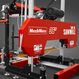 MechMaxx 36" MAX Portable Sawmill with 25HP 750cc ZONSEN V-Twin Engine, 35" Board Width, 20' Track Length with 10 Blades Included, Model SM-36MAX