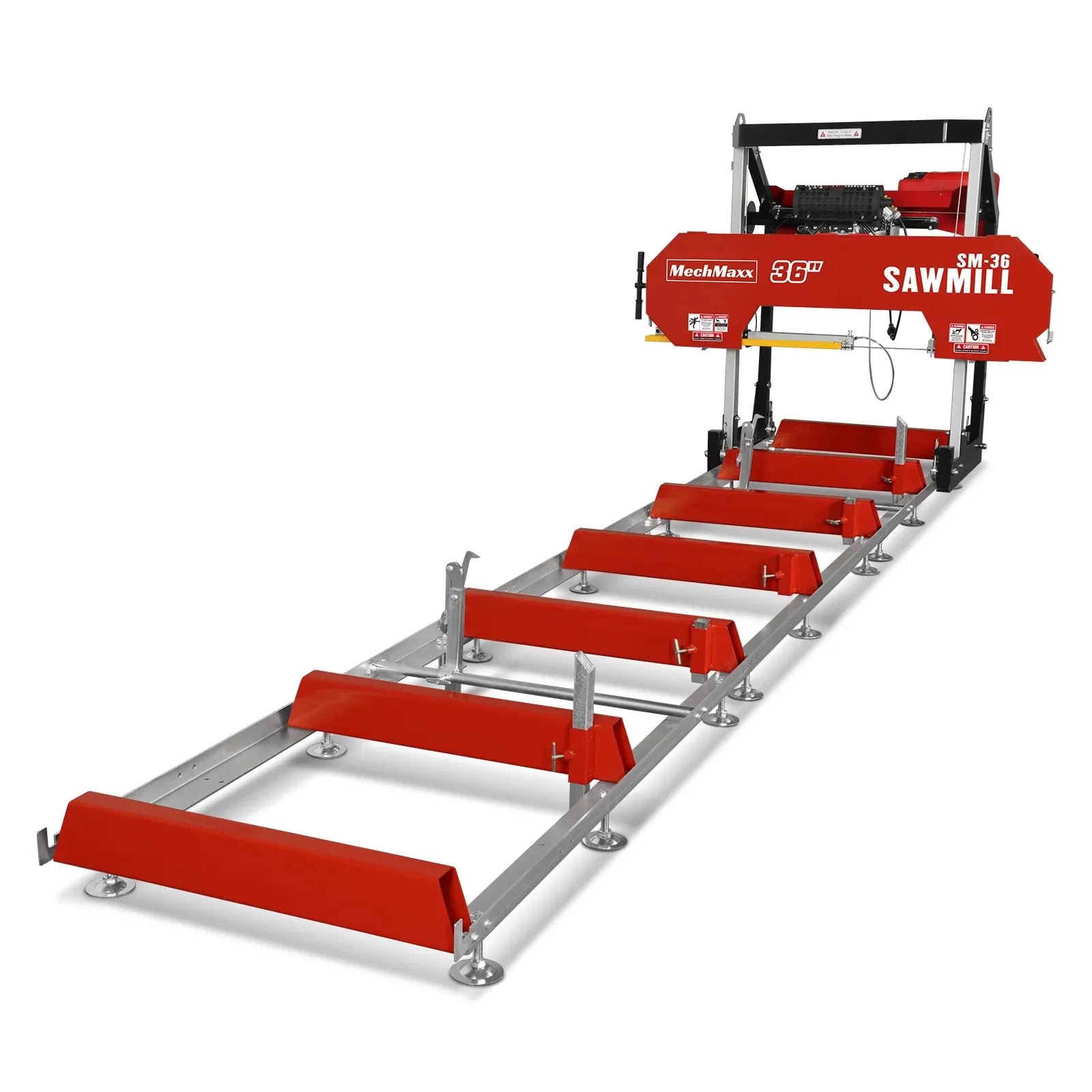 MechMaxx 36" MAX Portable Sawmill with 25HP 750cc ZONSEN V-Twin Engine, 35" Board Width, 20' Track Length with 10 Blades Included, Model SM-36MAX